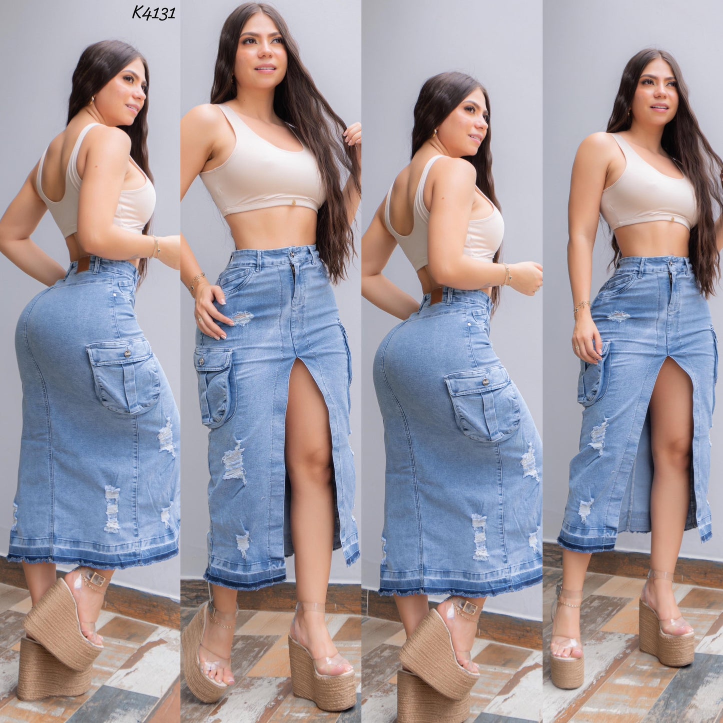 😍Falda Larga Stresch Chic😍
